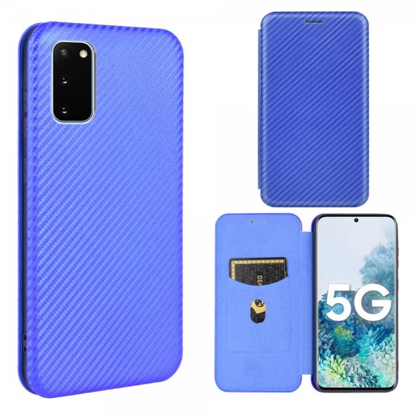 Samsung Galaxy S20 FE Etui Karbonfibertekstur Blå