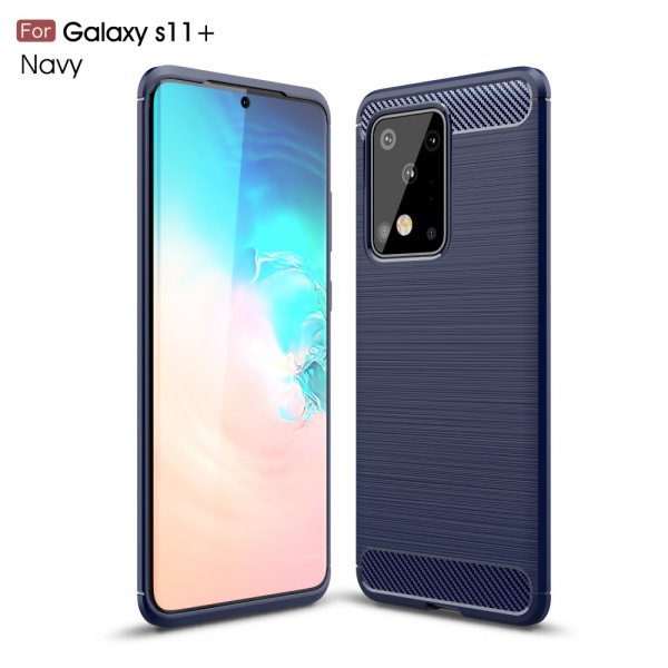 Samsung Galaxy S20 Ultra Deksel Børstet Karbonfibertekstur Mörkblå