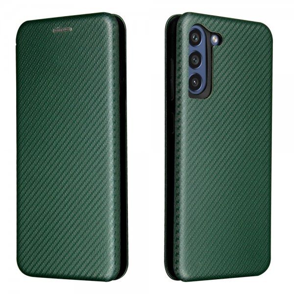 Samsung Galaxy S21 FE Etui Karbonfibertekstur Grønn
