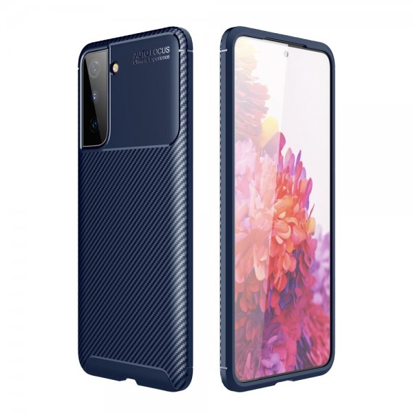 Samsung Galaxy S21 Plus Deksel Karbonfibertekstur Blå