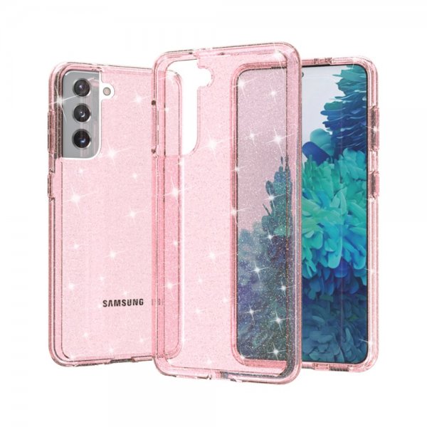 Samsung Galaxy S21 Deksel Glitter Transparent Rosa