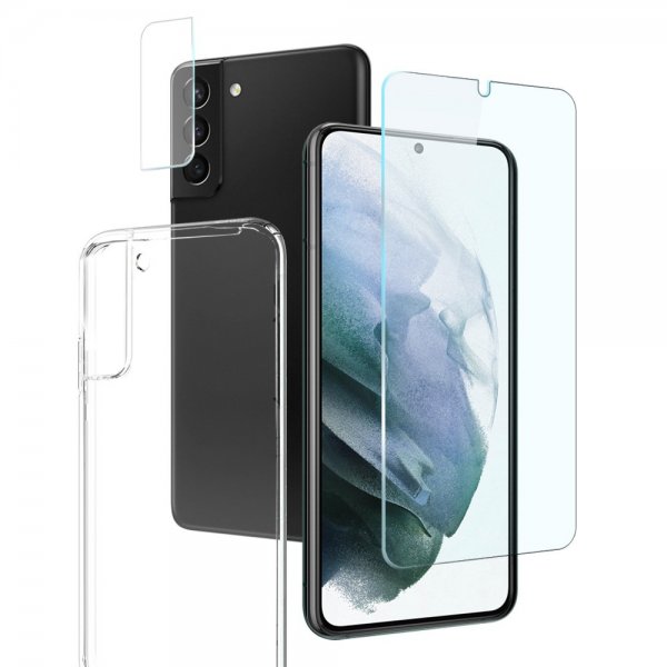 Samsung Galaxy S21 Deksel med Skjermbeskytter og Kamerabeskytter 3-i-1