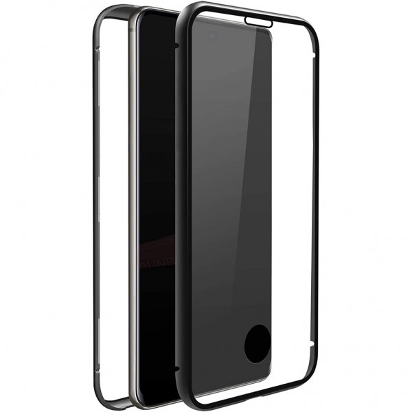 Samsung Galaxy S21 Ultra Deksel 360° Real Glass Case Svart Transparent