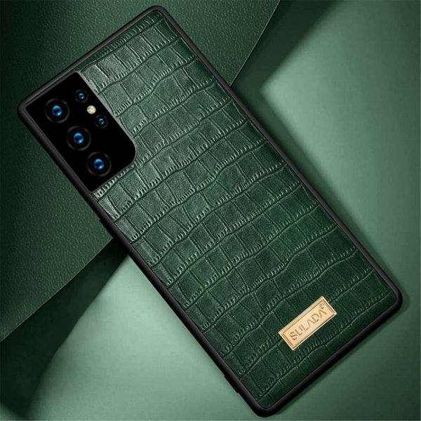 Samsung Galaxy S21 Ultra Deksel Krokodillemønster Grønn