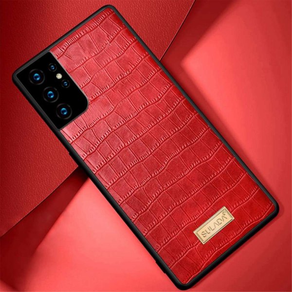Samsung Galaxy S21 Ultra Deksel Krokodillemønster Rød