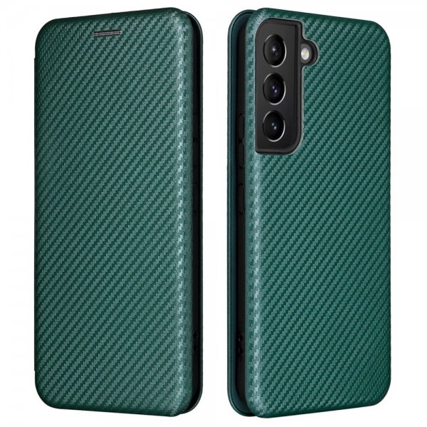 Samsung Galaxy S22 Etui Karbonfibertekstur Grønn