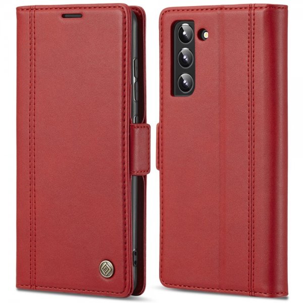 Samsung Galaxy S22 Etui med Kortlomme stativfunksjon Rød