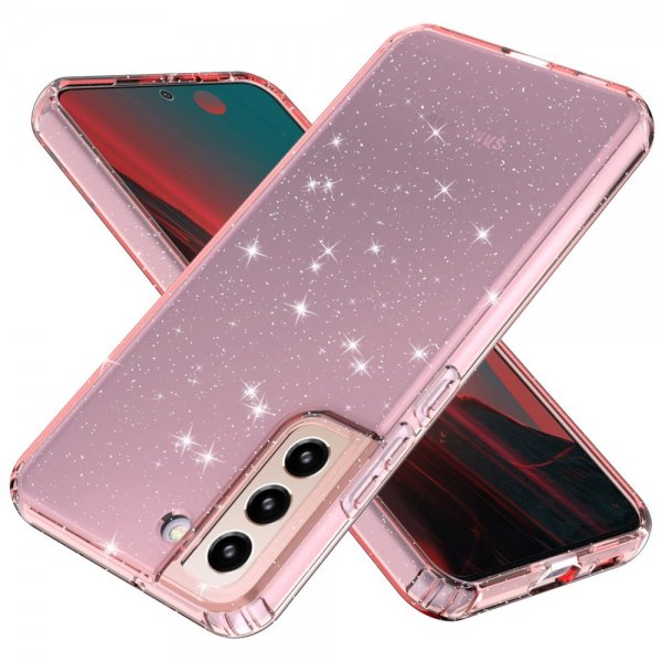 Samsung Galaxy S22 Deksel Glitter Transparent Rosa