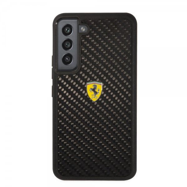 Samsung Galaxy S22 Deksel Real Carbon Metal Logo Svart