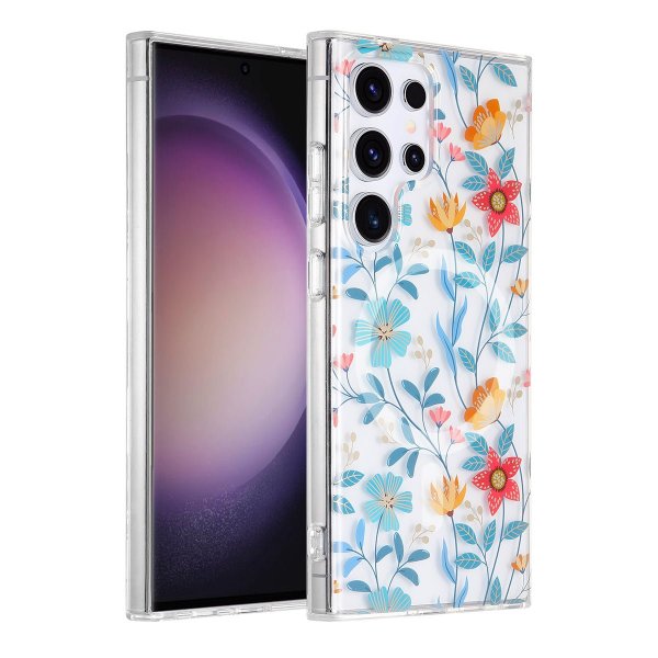 Samsung Galaxy S23 Ultra Deksel Blomstermønster MagSafe Kvister