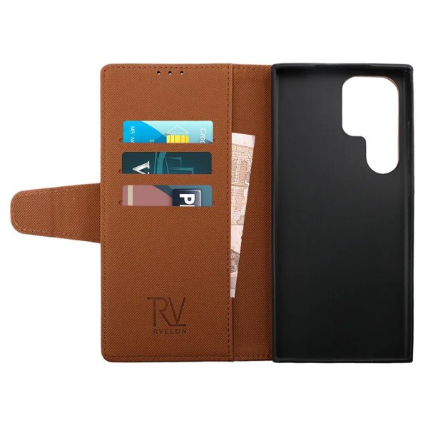 Samsung Galaxy S23 Ultra Etui Utbrettbar Kortlomme Brun