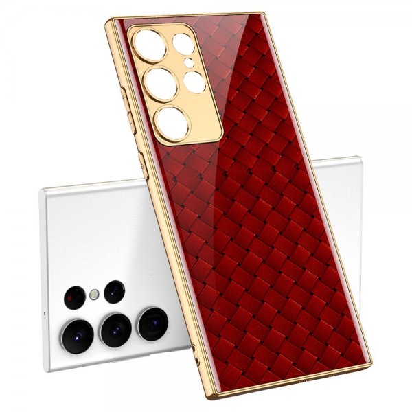Samsung Galaxy S23 Ultra Deksel Motiv Røtt Vevingsmønster