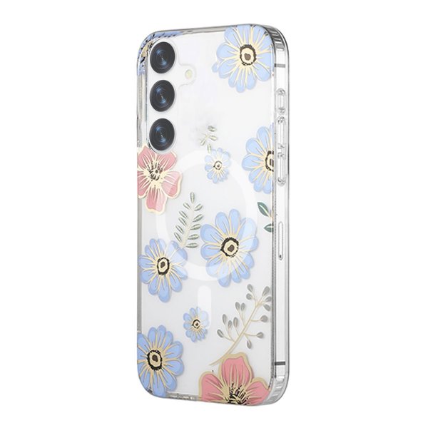 Samsung Galaxy S24 Plus Deksel Blomstermønster MagSafe Rød Blå