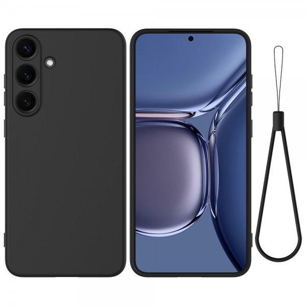 Samsung Galaxy S25 Plus Deksel med Stropp Silikon Svart