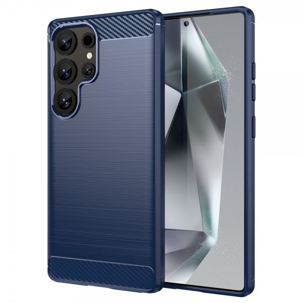 Samsung Galaxy S25 Ultra Deksel Børstet Karbonfibertekstur Blå