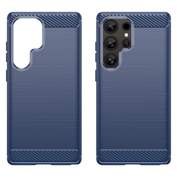 Samsung Galaxy S25 Ultra Deksel Børstet Karbonfibertekstur Blå