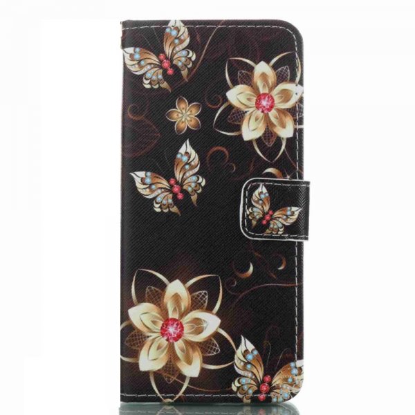 Samsung Galaxy S8 Plånboksetui Motiv Fjärilar och Blommor