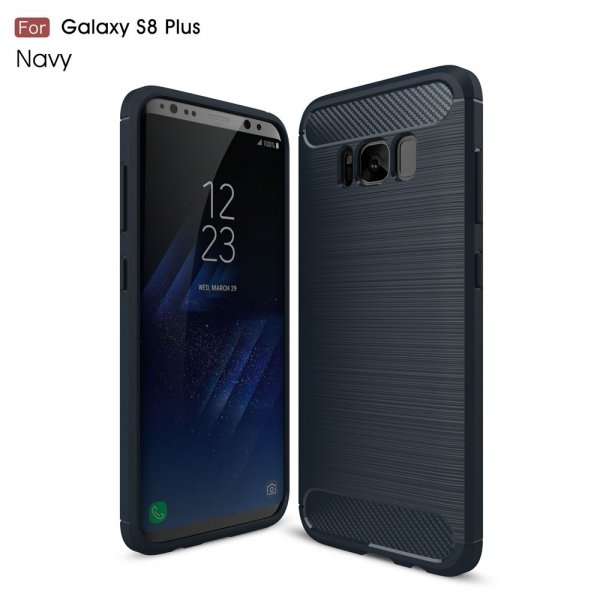 Samsung Galaxy S8 Plus MobilDeksel Karbonfibertekstur MörkBlå