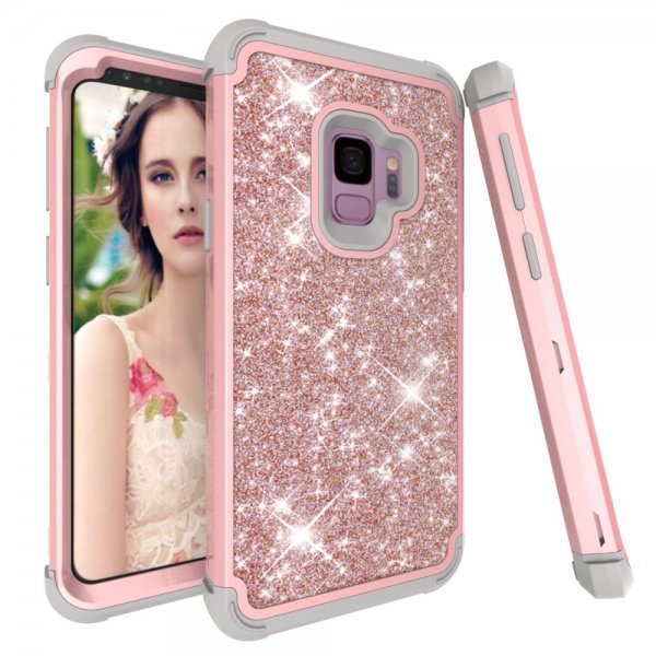Samsung Galaxy S9 Hybrid Deksel Glitter Rosa