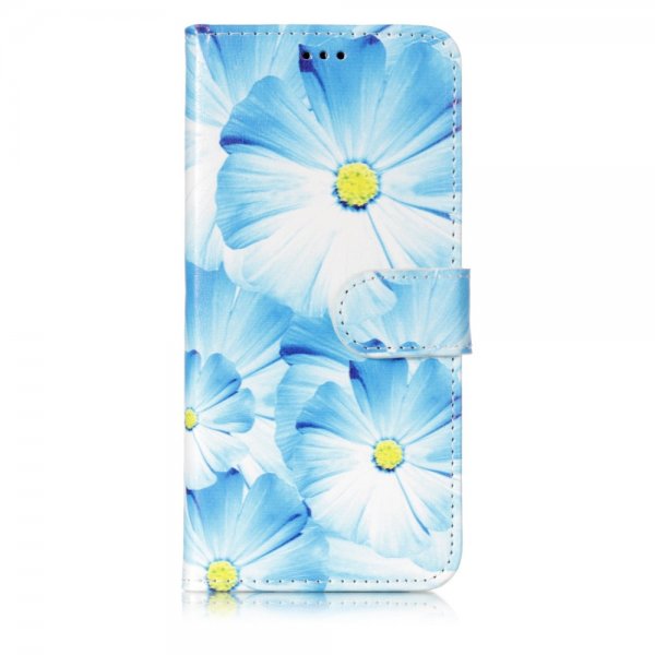 Samsung Galaxy S9 Plånboksetui Motiv Blå Blomma