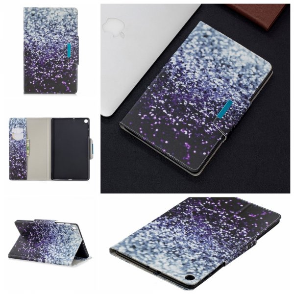 Samsung Galaxy Tab A 10.1 2019 T510 T515 Etui Motiv Glitter Svart Lilla Sølv