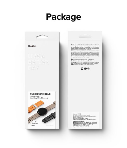 Samsung Galaxy Watch 20mm Armbånd Rubber One Bold Band Oransje