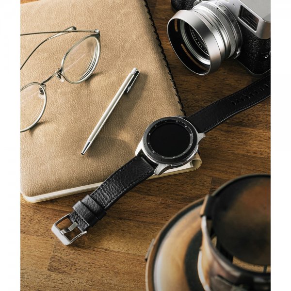 Samsung Galaxy Watch 20mm Armbånd Leather One Classic Band Svart
