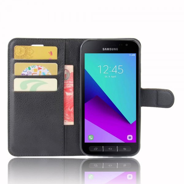Samsung Galaxy Xcover 4/4S Etui Litchi Svart
