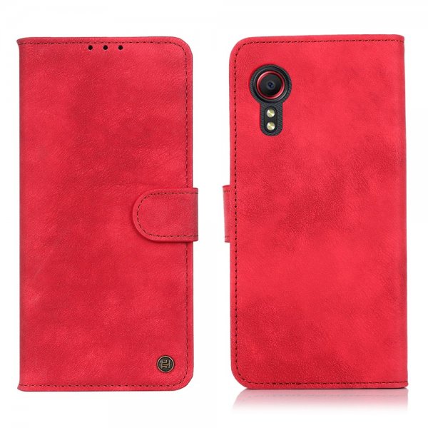 Samsung Galaxy XCover 5 Etui Skinntekstur Rød