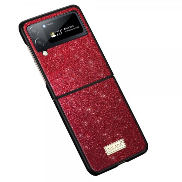 Samsung Galaxy Z Flip 4 Deksel Glitter Rød