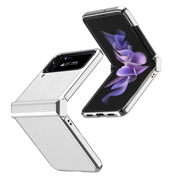 Samsung Galaxy Z Flip 4 Deksel Litchi Hvit