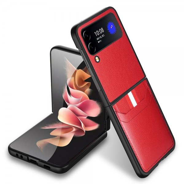 Samsung Galaxy Z Flip 4 Deksel med Kortlomme Rød