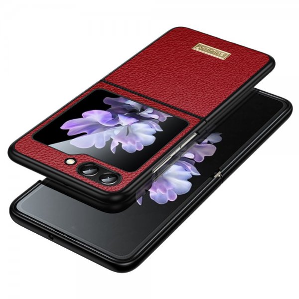 Samsung Galaxy Z Flip 6/Flip 7 FE Deksel Litchi tekstur Rød
