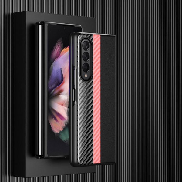 Samsung Galaxy Z Fold 4 Deksel Karbonfibertekstur Stripe Rosa