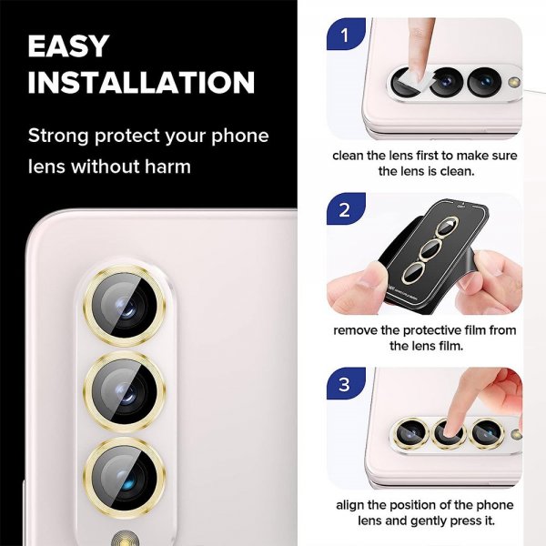 Samsung Galaxy Z Fold 5 Kamerabeskytter i Herdet Glass Aluminium Sølv