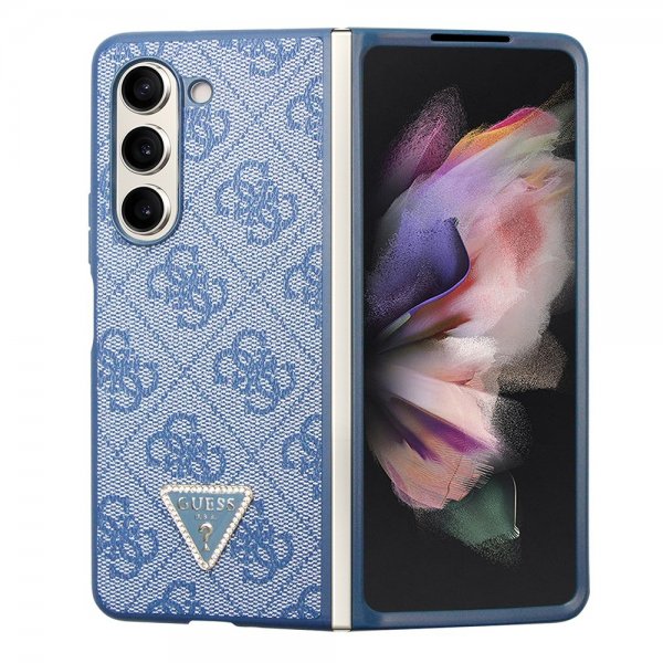 Samsung Galaxy Z Fold 5 Deksel 4G Metal Triangle Strass Blå