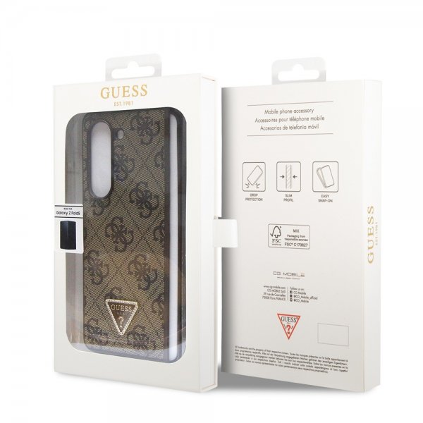 Samsung Galaxy Z Fold 5 Deksel 4G Metal Triangle Strass Brun