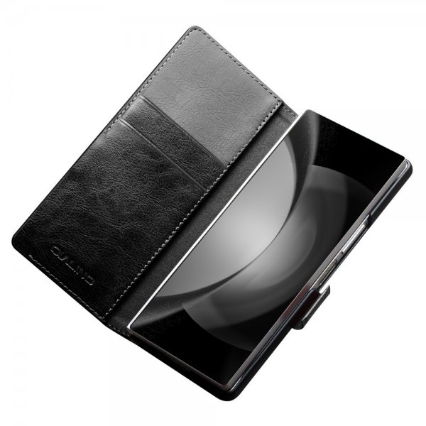 Samsung Galaxy Z Fold 6 Etui Ekte Skinn Svart