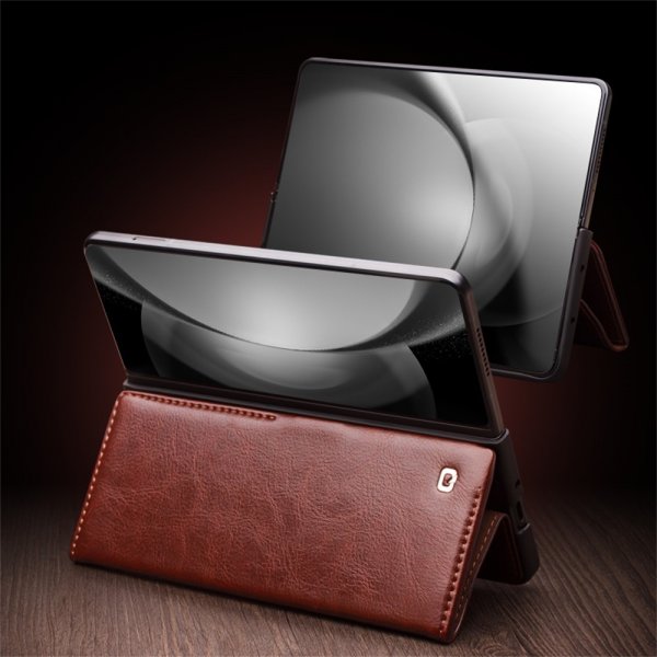 Samsung Galaxy Z Fold 6 Etui Ekte Skinn Svart