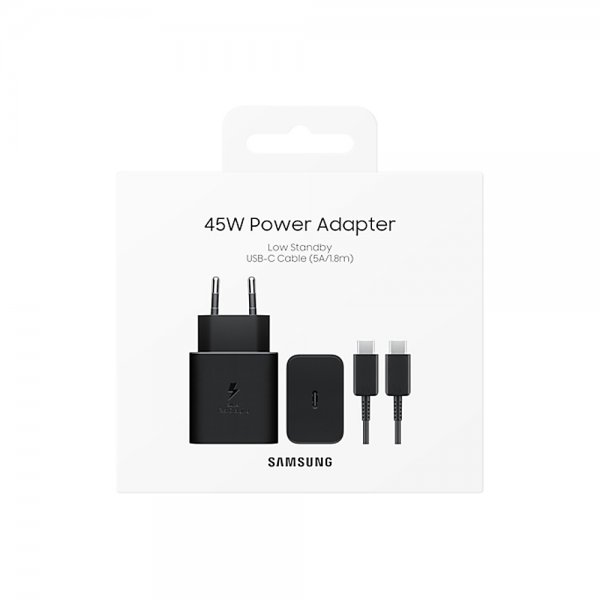 Original Lader med Kabel 45W Power Adapter Svart