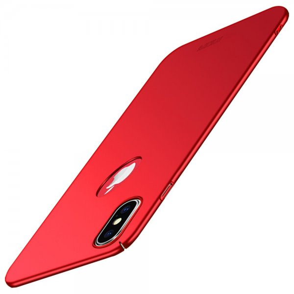 Shield till iPhone Xs Max Deksel med Logoöppning Extra Tunt HardPlast Rød