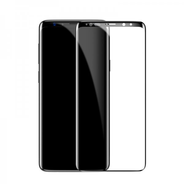 Silk Screen 3D Arc till Galaxy S9 Plus Skjermbeskytter Herdet glass Full size Svart