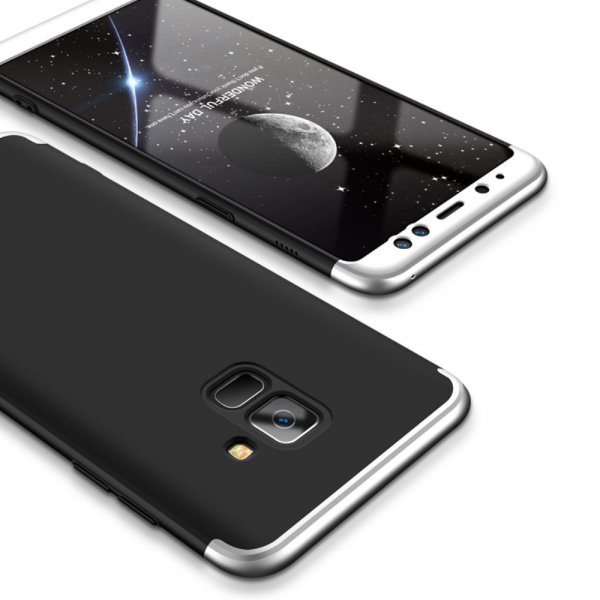 Deksel till Samsung Galaxy A8 2018 Hardplast Tredelt Sølv Svart