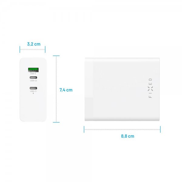 Skrivebord Lader GaN140 Charging Dock 2xUSB-C & 1xUSB-A
