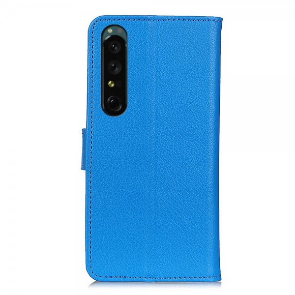 Sony Xperia 1 V Etui Litchi Blå