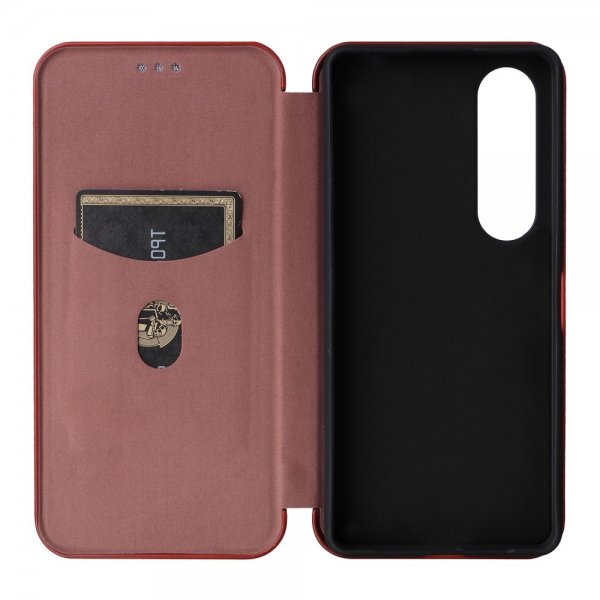 Sony Xperia 1 VI Etui Karbonfibertekstur Brun