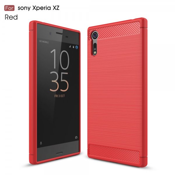 Sony Xperia XZ/XZs Deksel Karbonfibertekstur Rød