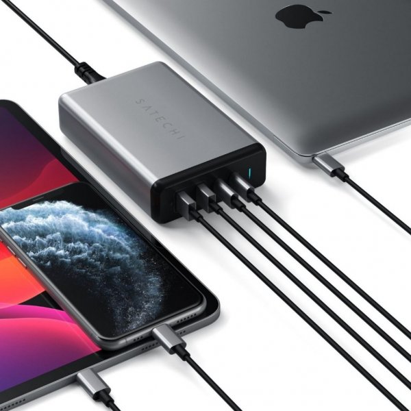108W PD reseLader med dubbla USB-C och USB-A uttag Grå