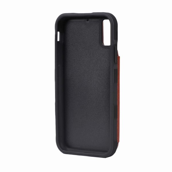 iPhone X/iPhone Xs Deksel Utbrettbar Kortlomme Brun