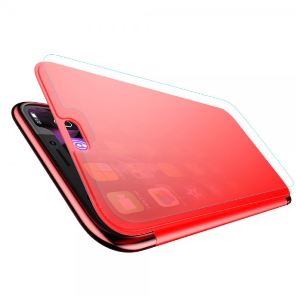 Touchable Case till iPhone Xs Max Etui Caller-ID Rød